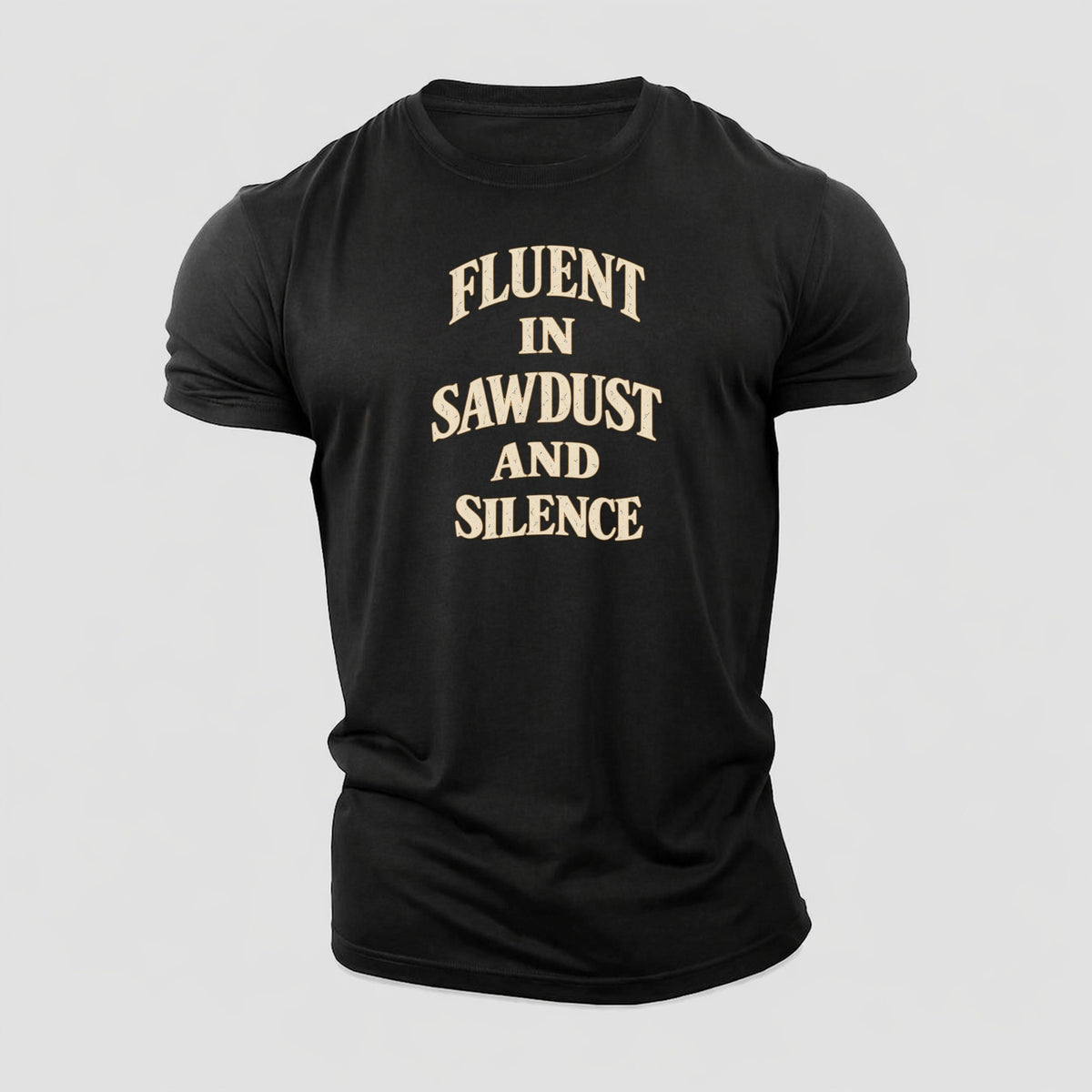 Fluent In Sawdust And Silence Quiet Statements Cotton T-Shirt – Black