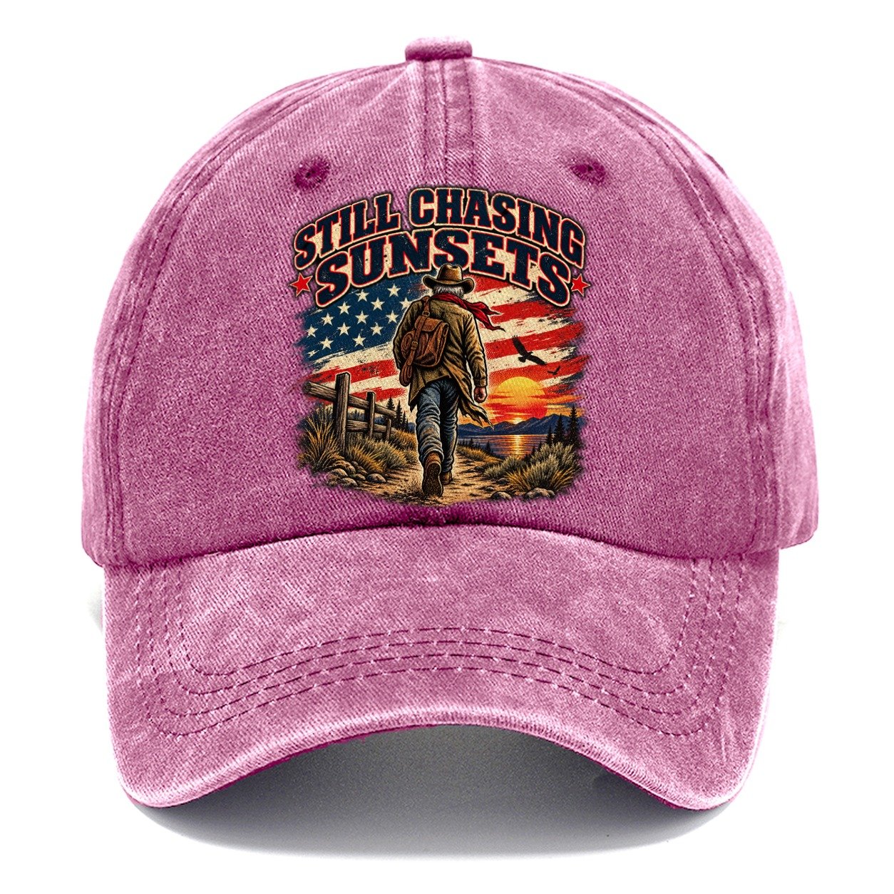Still Chasing Sunsets Old Man Strong Classic Cap – Dusty Rose