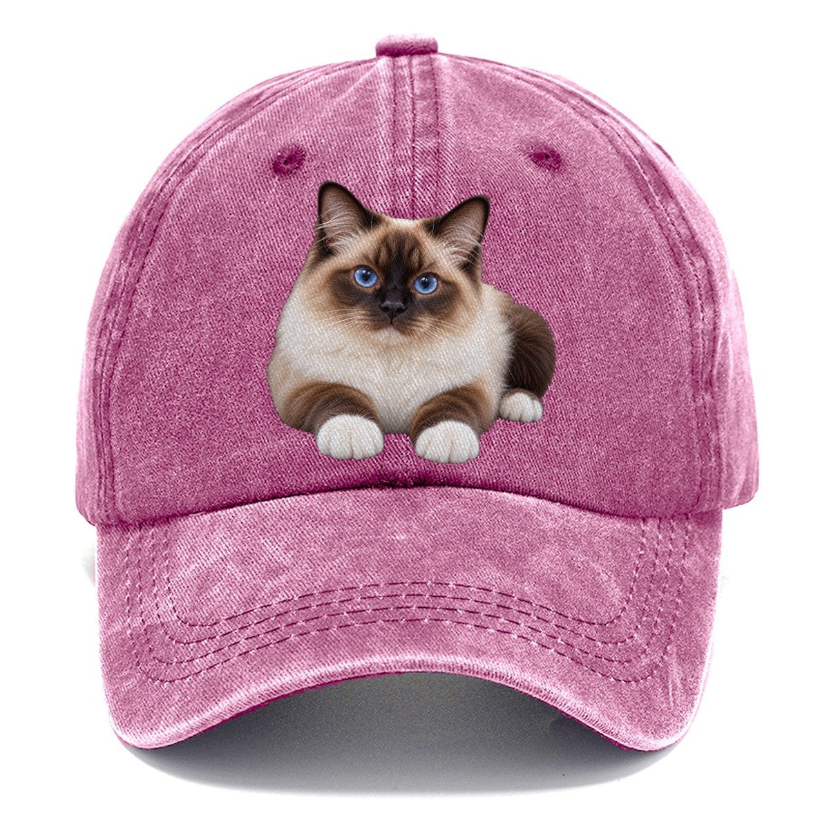 Birman Reclining Paws Forward Realistic Cat Portrait Classic Cap – Dusty Rose