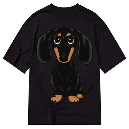 Vintage Style Dachshund Print Classic T-shirt – Black