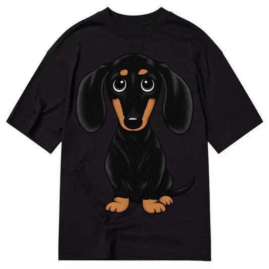 Vintage Style Dachshund Print Classic T-shirt – Black