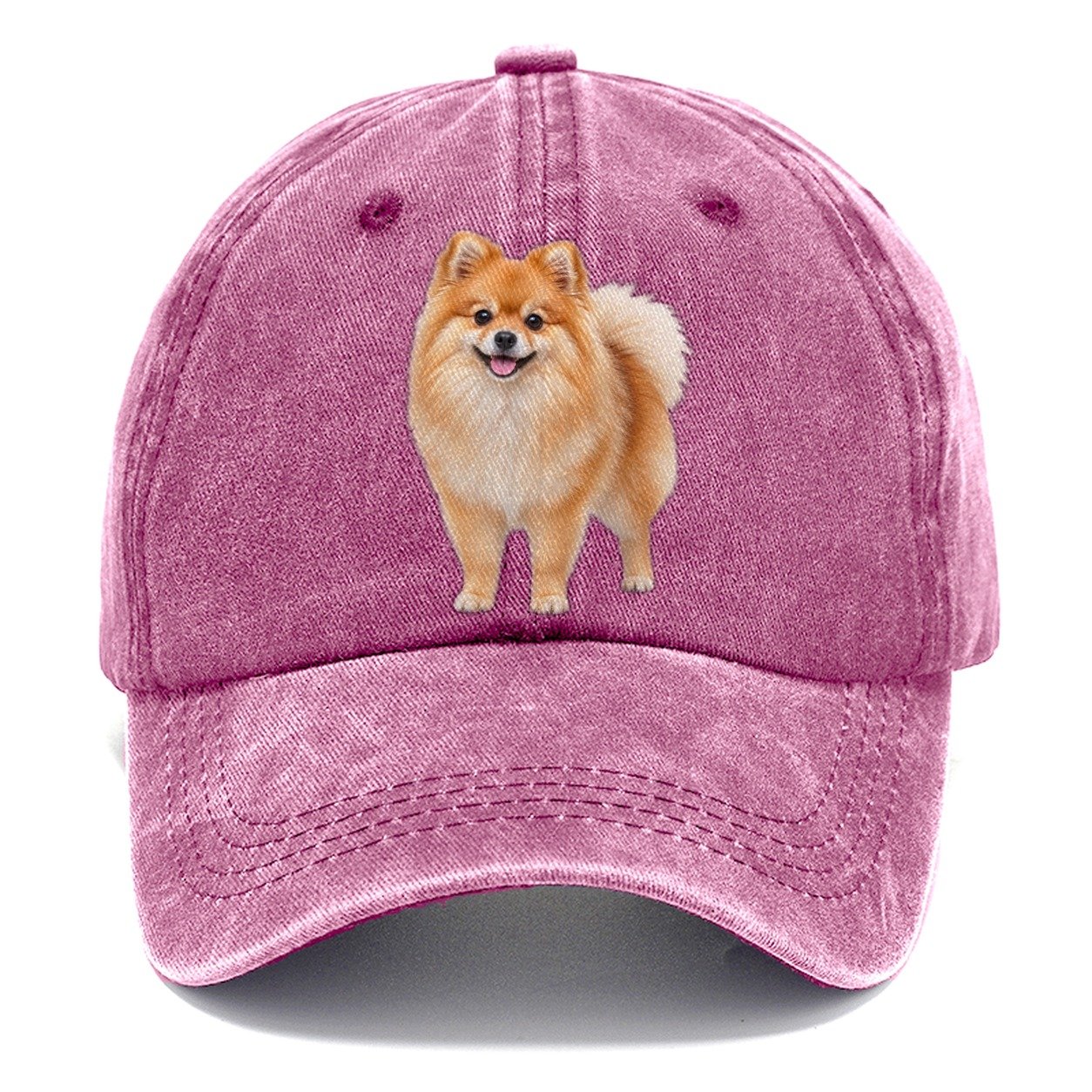 Pomeranian Standing Top Breeds Classic Cap – Dusty Rose