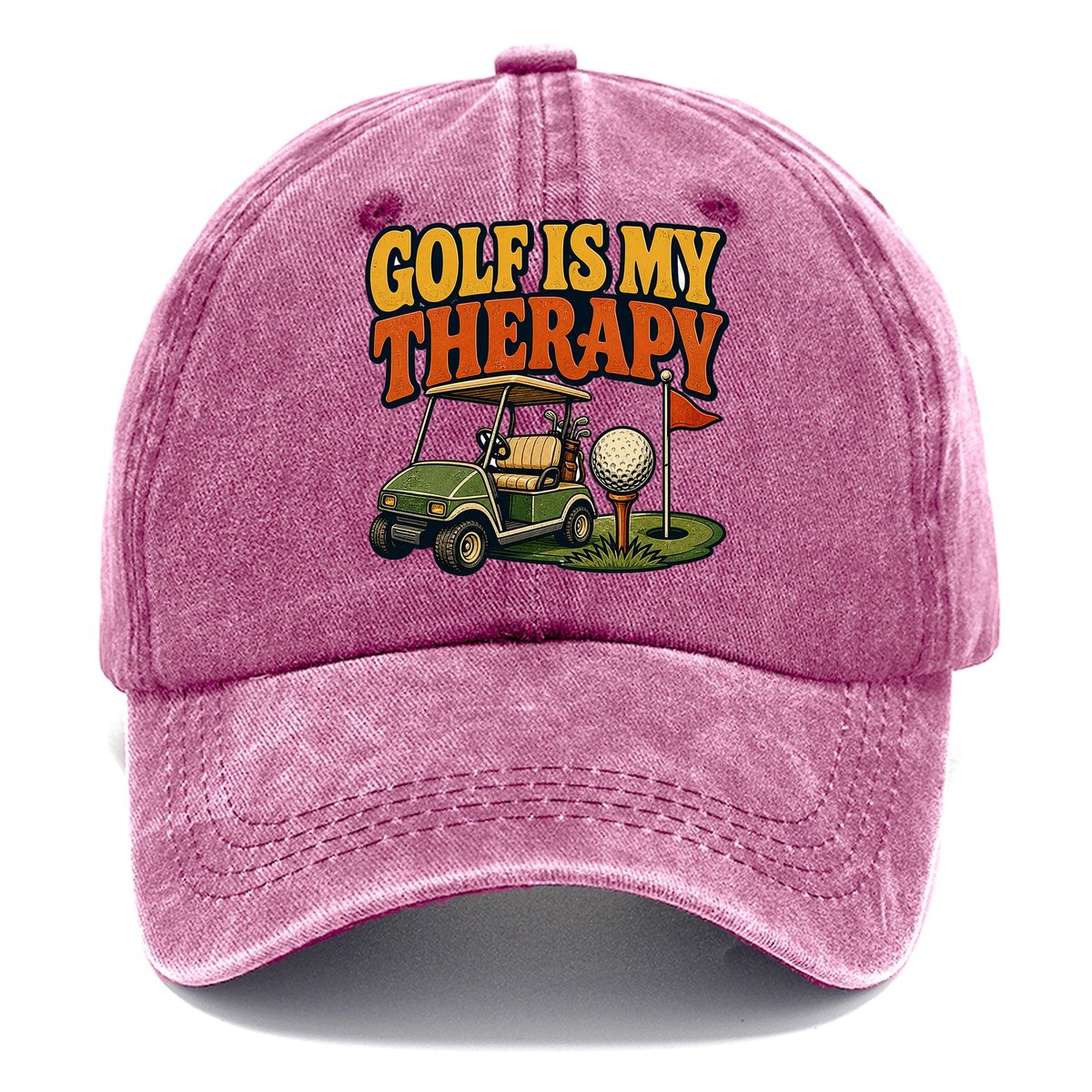 Golf Is My Therapy Classic Cap – Dusty Rose