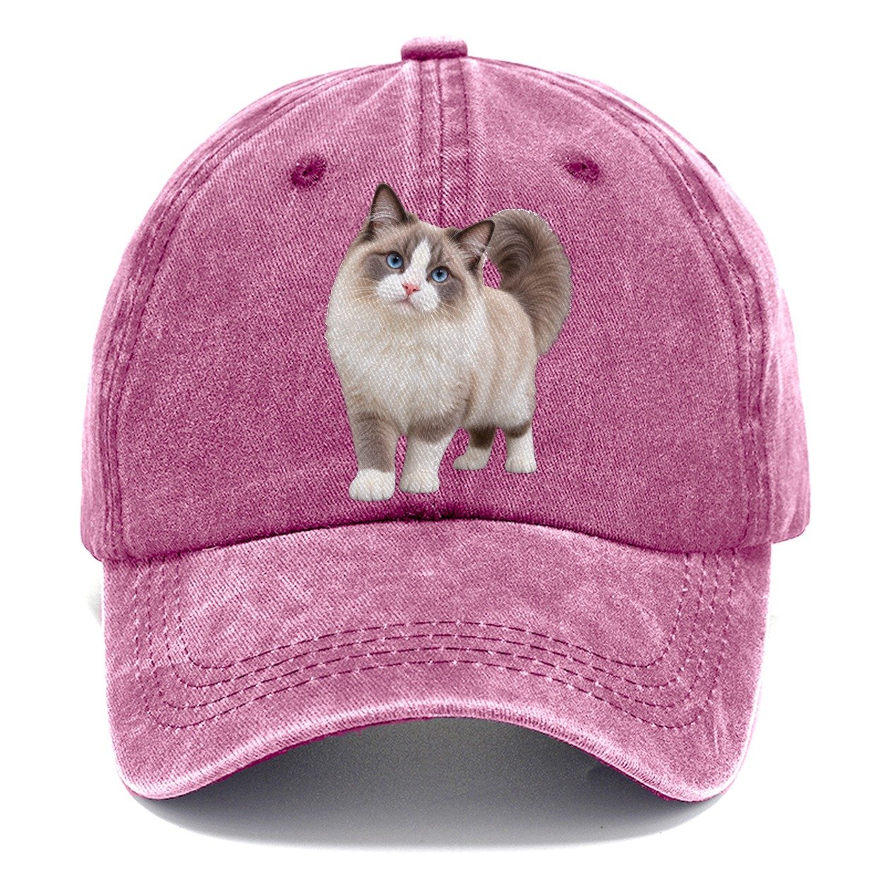 Ragdoll Standing Three Quarter Realistic Cat Portrait Classic Cap – Dusty Rose