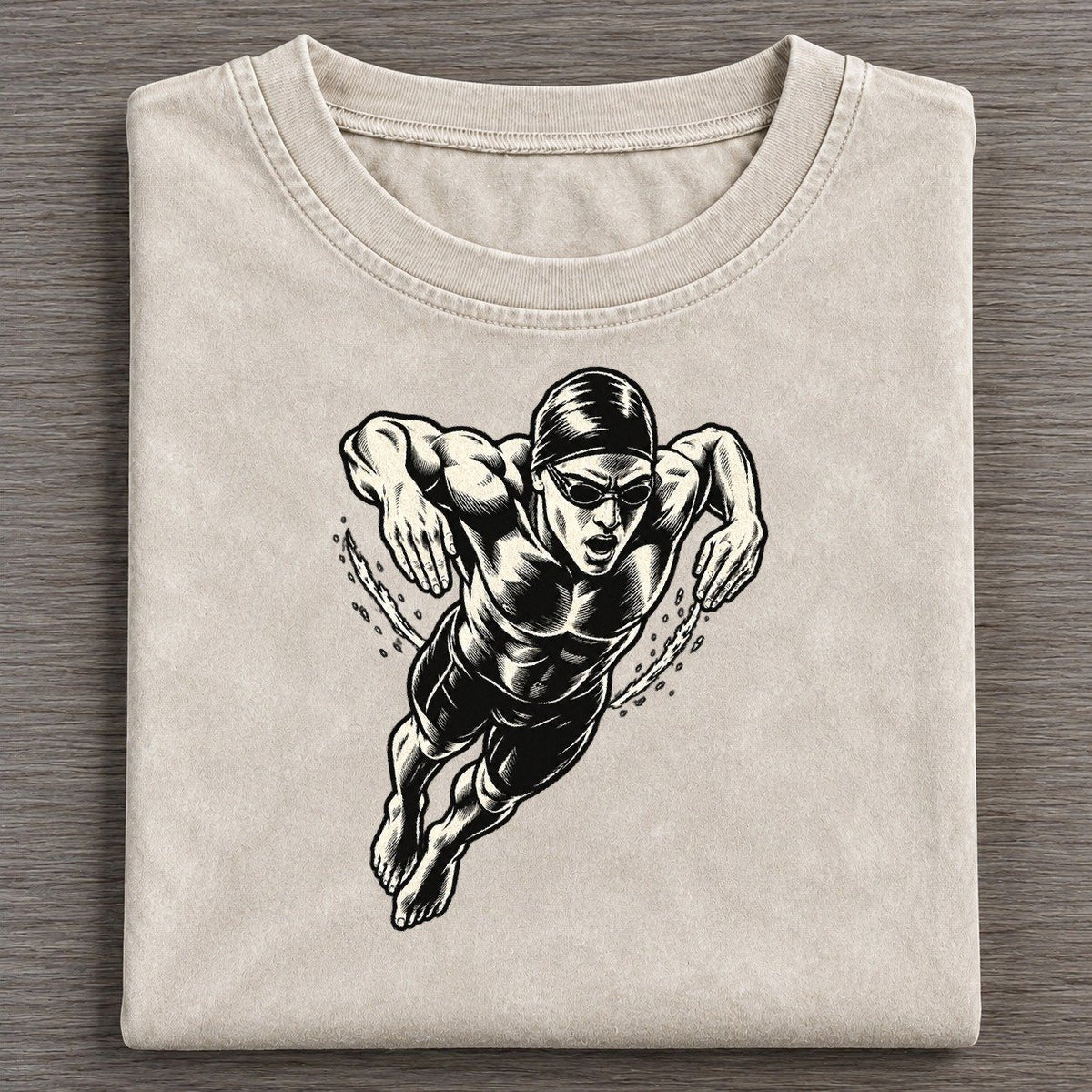 Swimmer Butterfly Rise Global Sports Ink Figures Vintage T-shirt – Off White