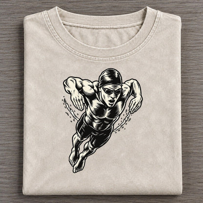 Swimmer Butterfly Rise Global Sports Ink Figures Vintage T-shirt – Off White