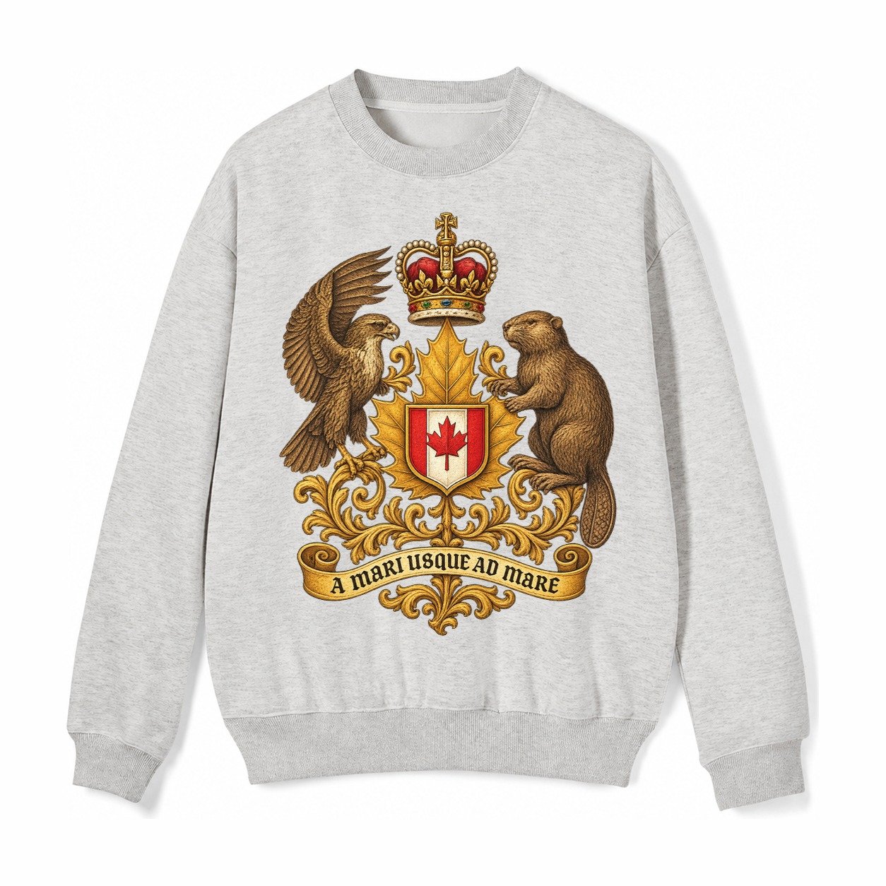 Canada Heritage Maple Badge Fleece Sweatshirt – Light Gray
