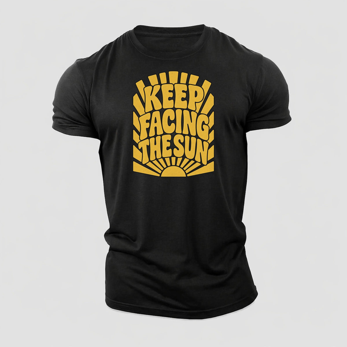 Keep Facing The Sun Sunburst Sayings Cotton T-Shirt – Black