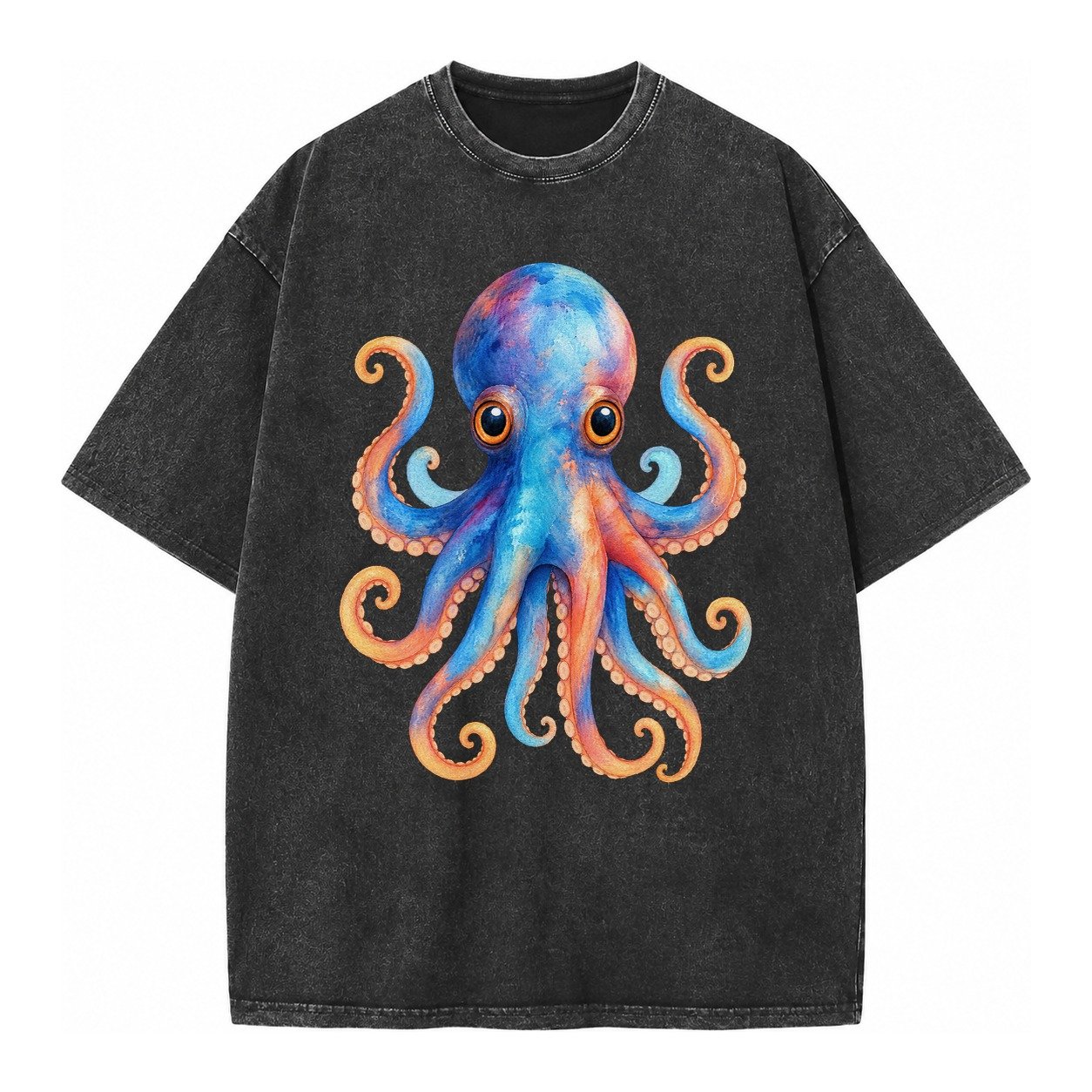 Octopus Cute Vintage T-shirt – Black
