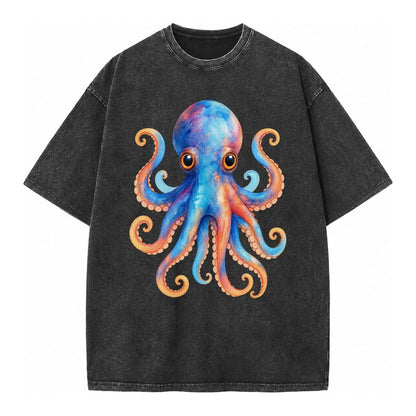 Octopus Cute Vintage T-shirt – Black