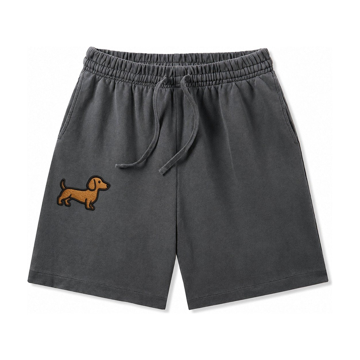 Dachshund Modern Elongated Silhouette Washed Shorts – Dark Gray