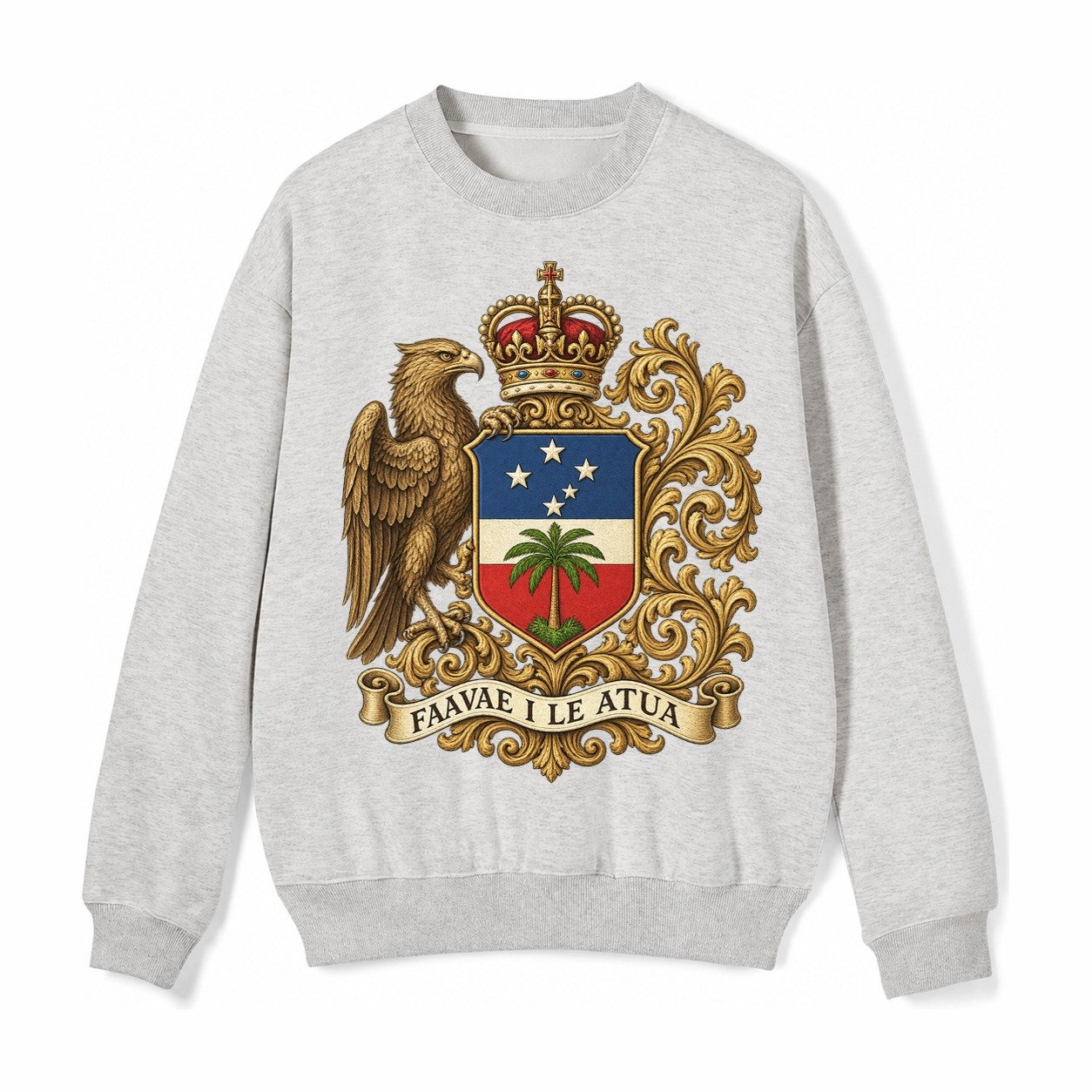 South Africa Springbok Emblem Springbok With Protea Green Go Fleece Sweatshirt – Light Gray