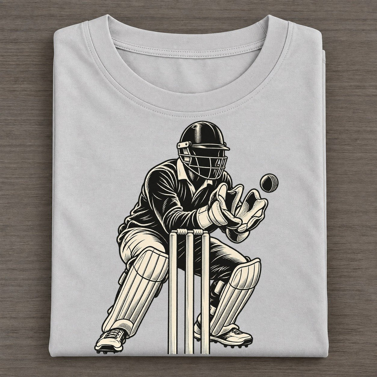 Cricket Wicketkeeper Catch Global Sports Ink Figures Classic T-shirt – Grey