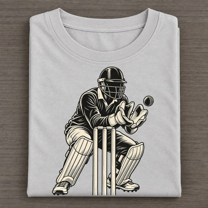 Cricket Wicketkeeper Catch Global Sports Ink Figures Classic T-shirt – Grey