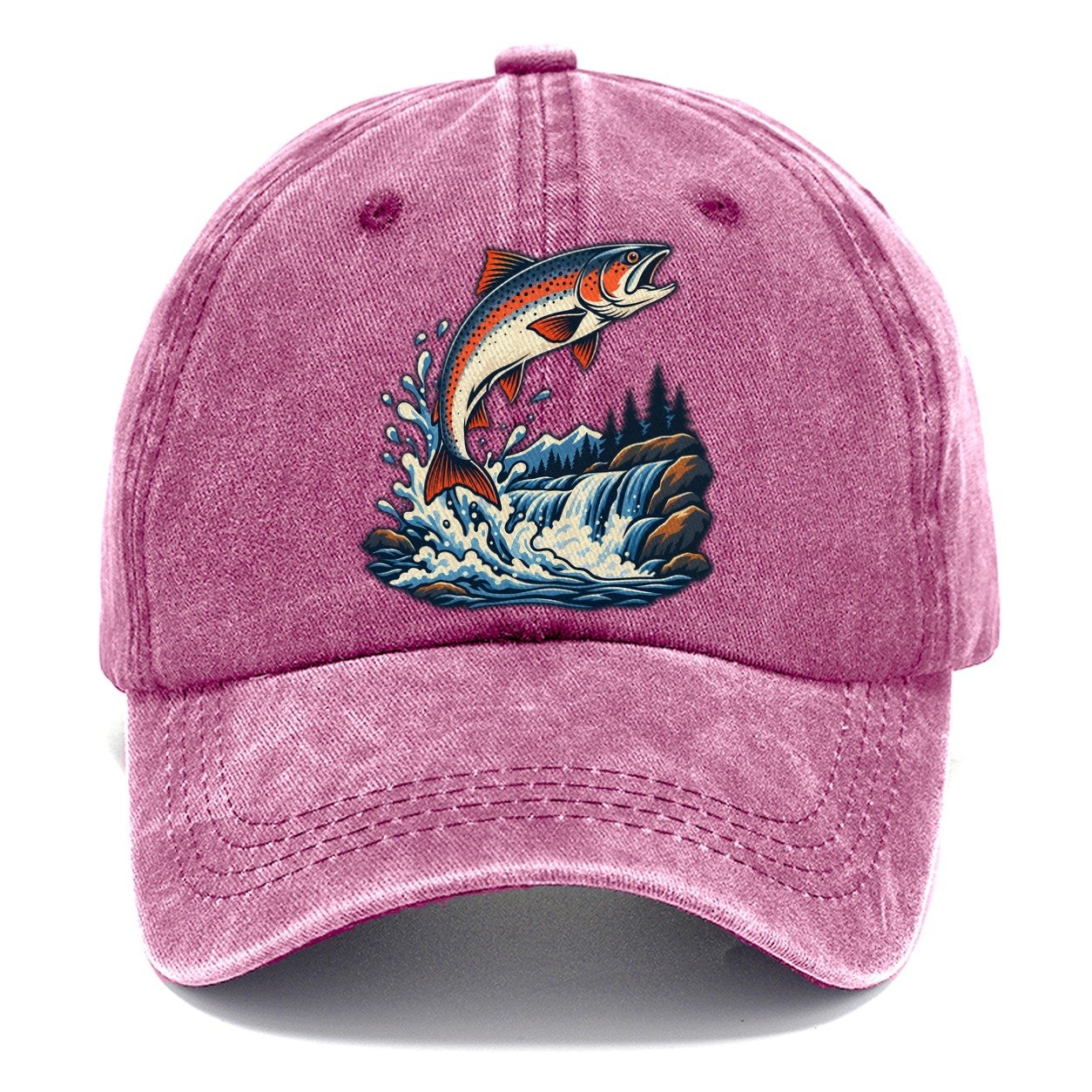 Salmon Leap Arc Fishing Elegant Classic Cap – Dusty Rose