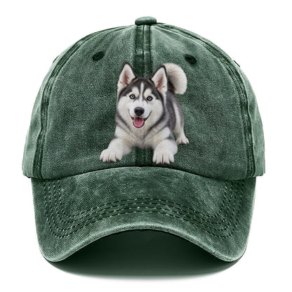 Siberian Husky Play Bow Top Breeds Classic Cap – Forest Mist