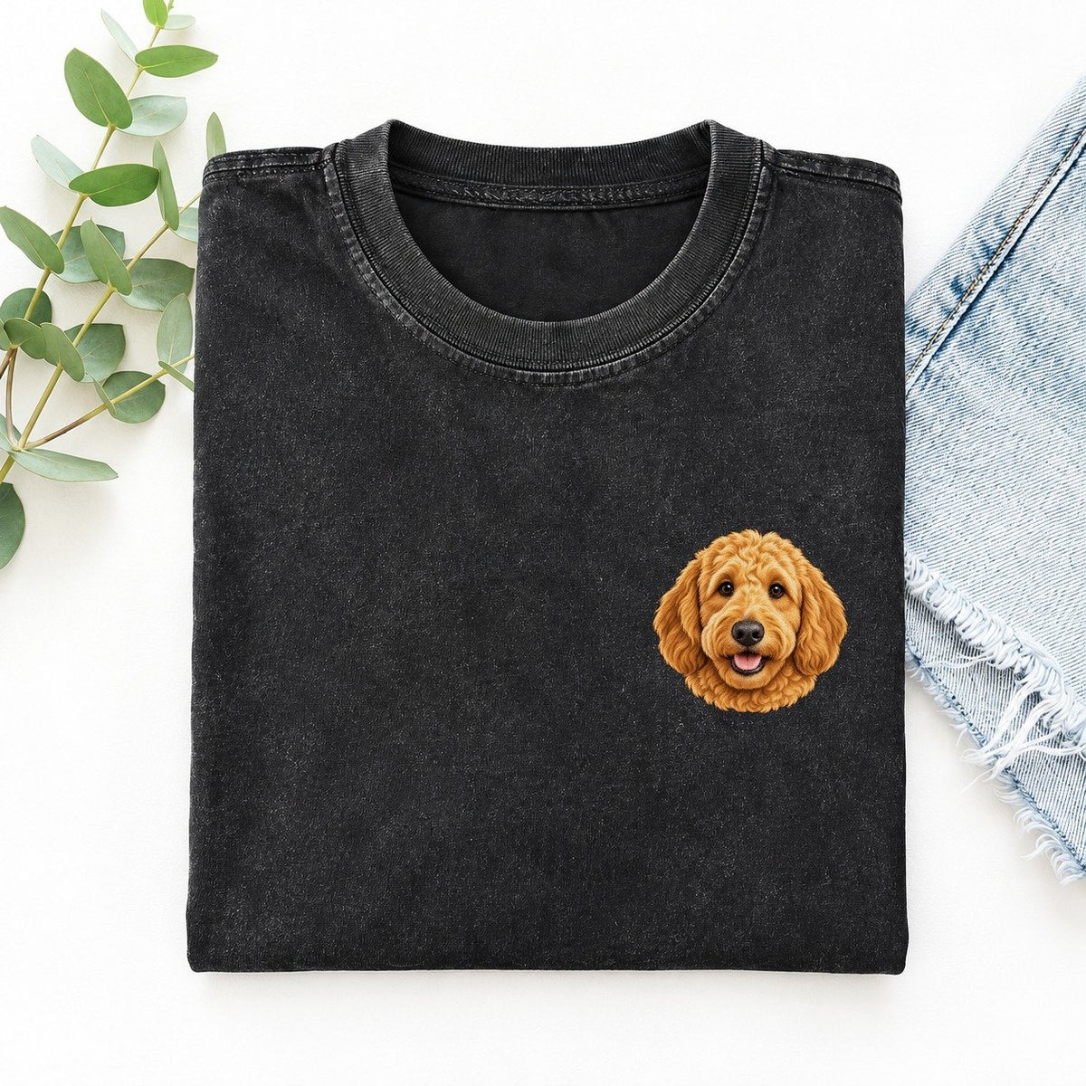 Goldendoodle Left Chest Vintage T-shirt – Black