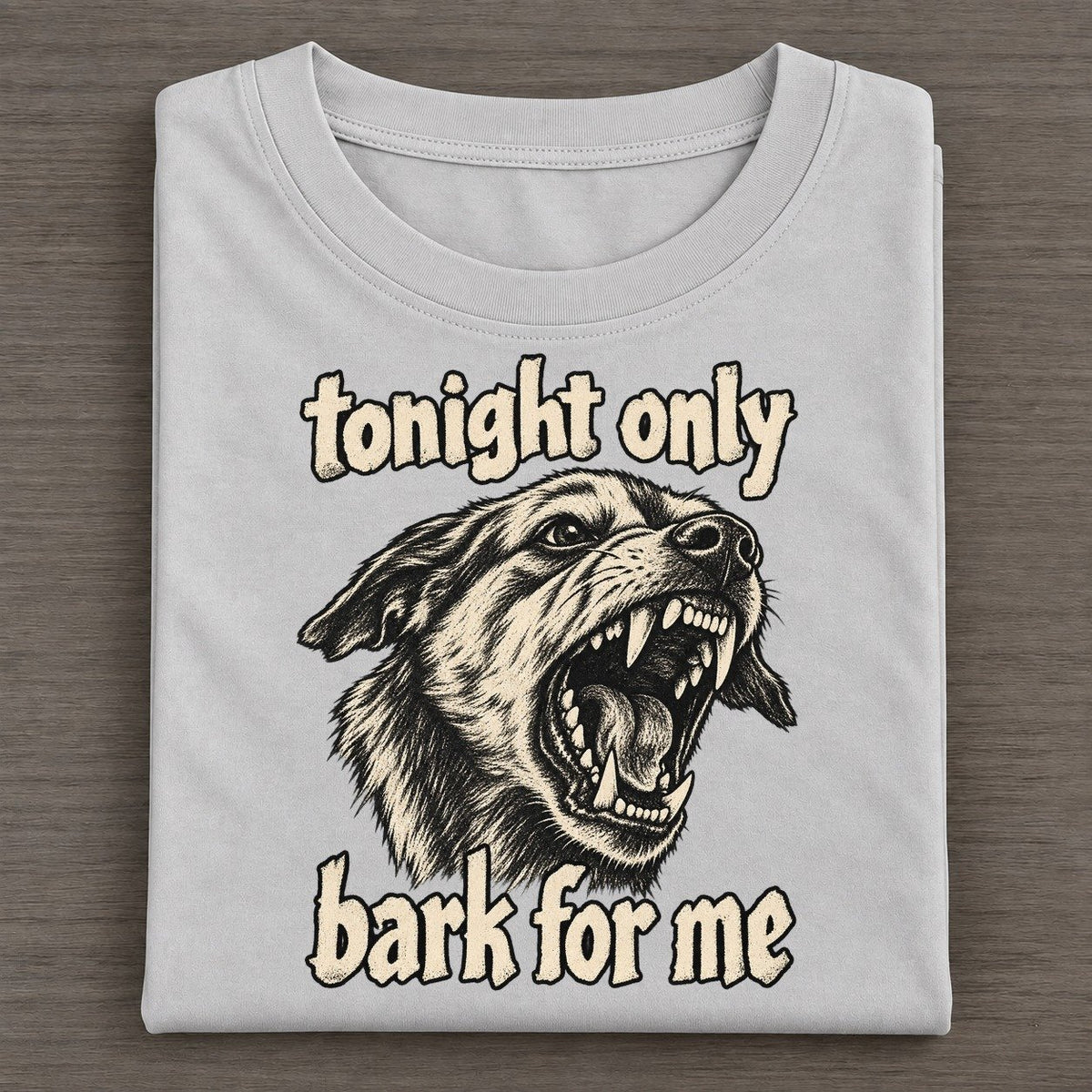 A Snarling Dog Head In Three Quarter View Jaws Wide On Bared Fangs Bark For Me Classic T-shirt – Grey
