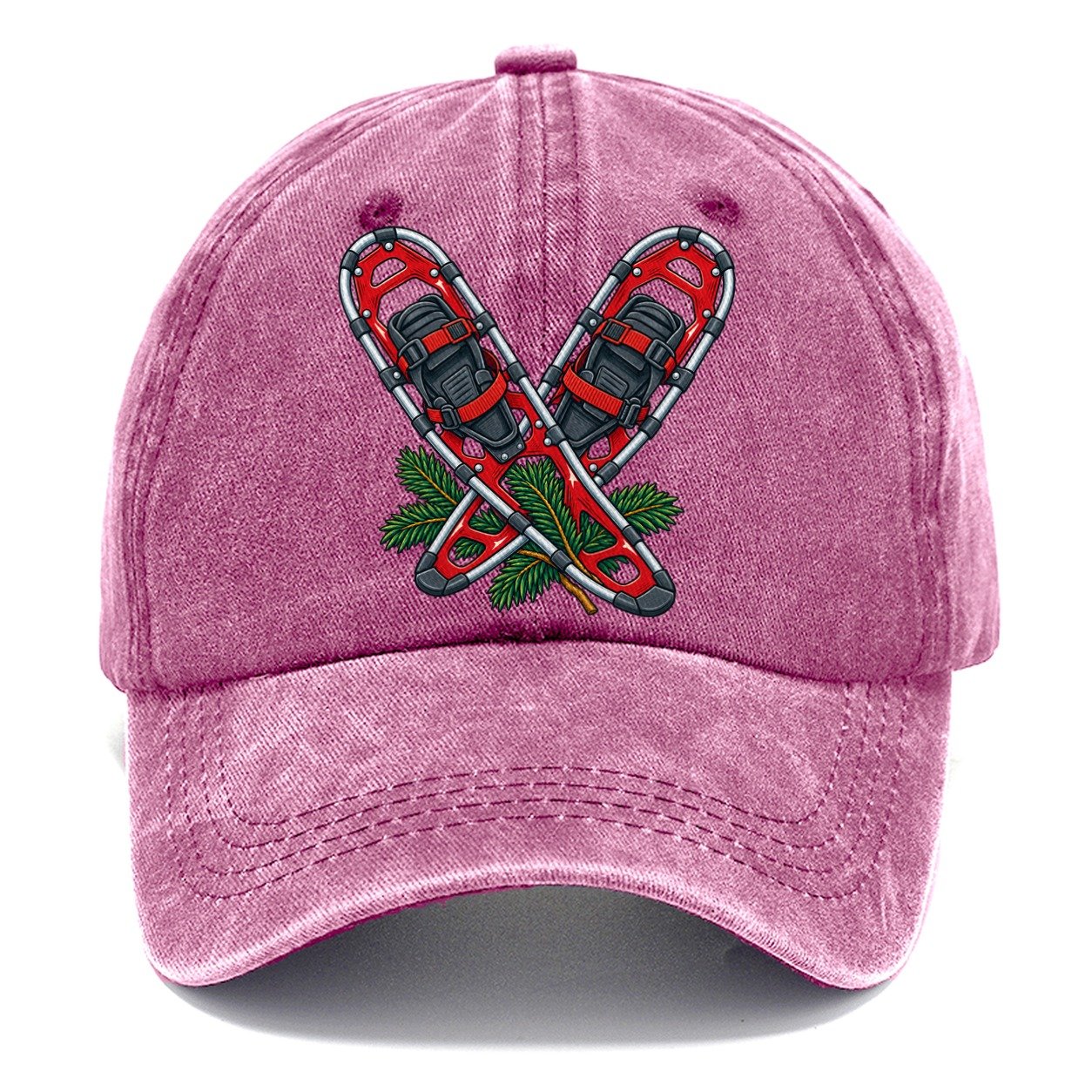 Modern Aluminum Snowshoes And Balsam Bough Canada Cultural Icons Classic Cap – Dusty Rose