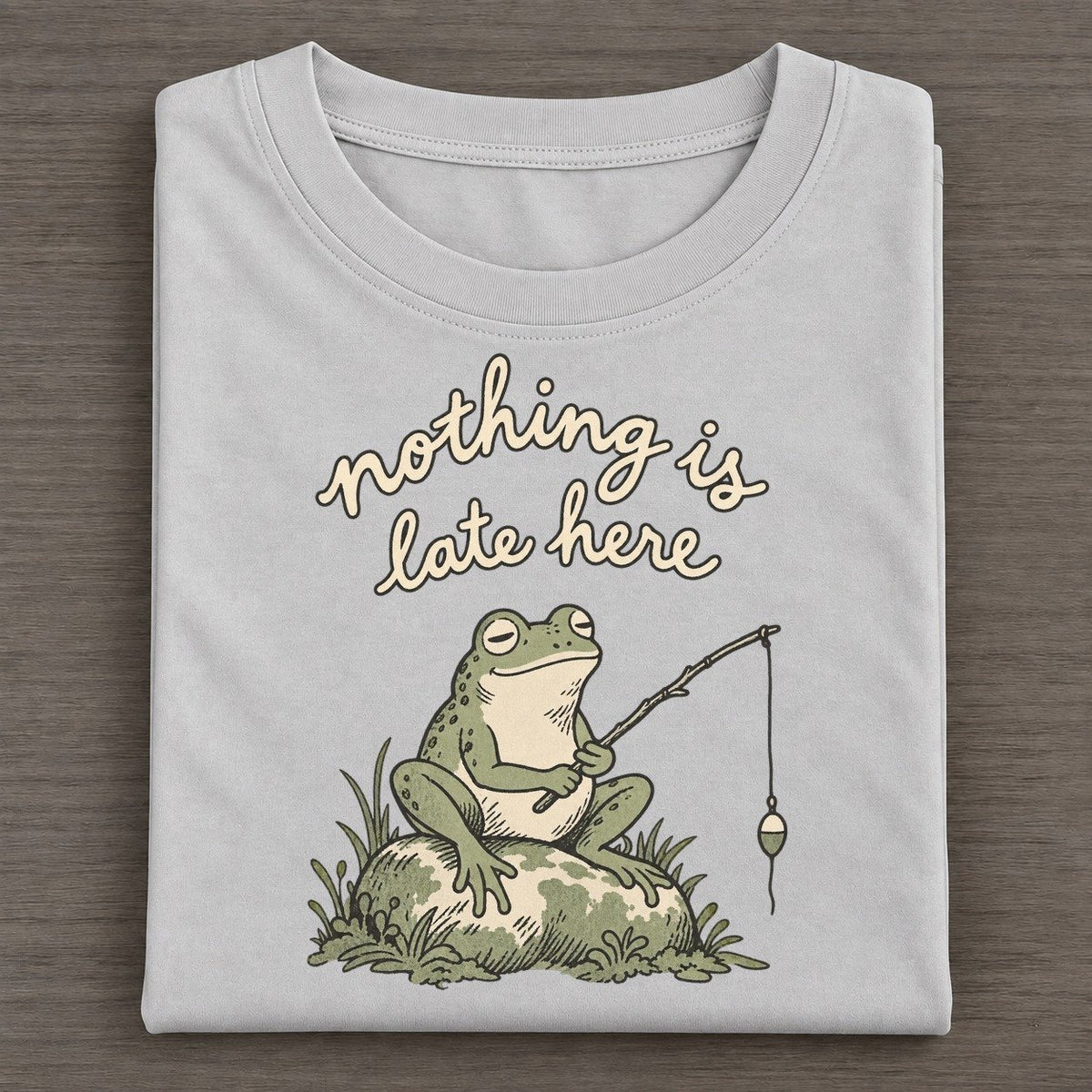 Still Fishing Pond Folk Classic T-shirt – Grey