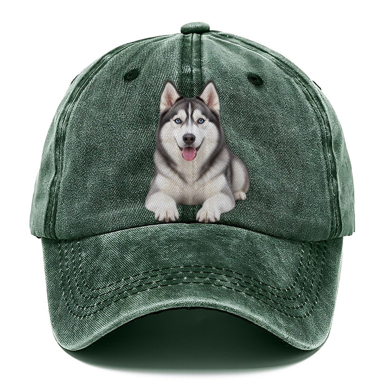 Siberian Husky Sitting Top Breeds Classic Cap – Forest Mist