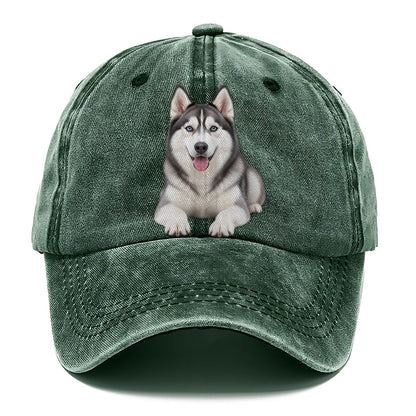 Siberian Husky Sitting Top Breeds Classic Cap – Forest Mist