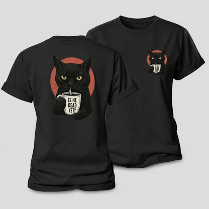 Is He Dead Yet Cat Women's Cotton T-Shirt – Black