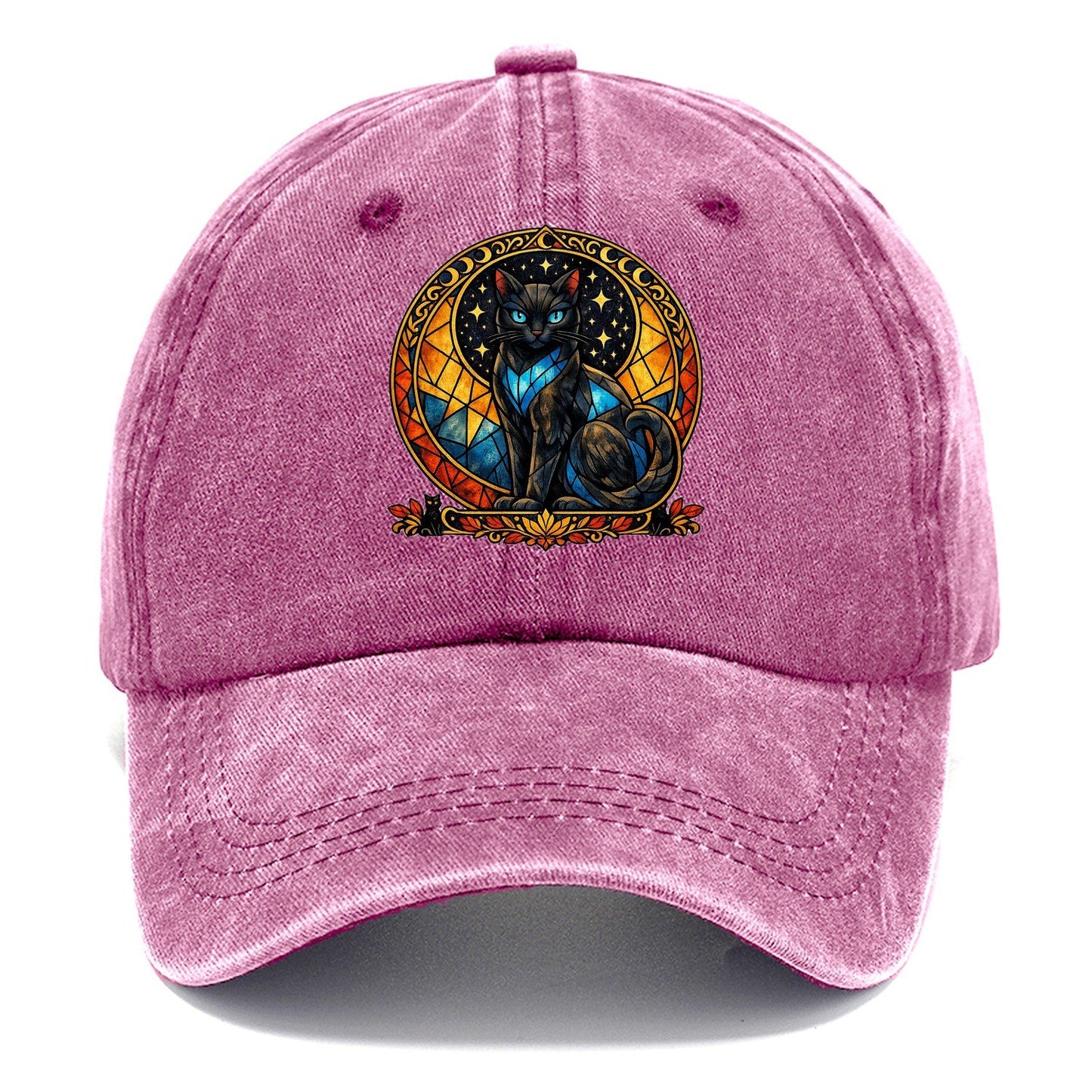 Stained Glass Black Cat Classic Cap – Dusty Rose