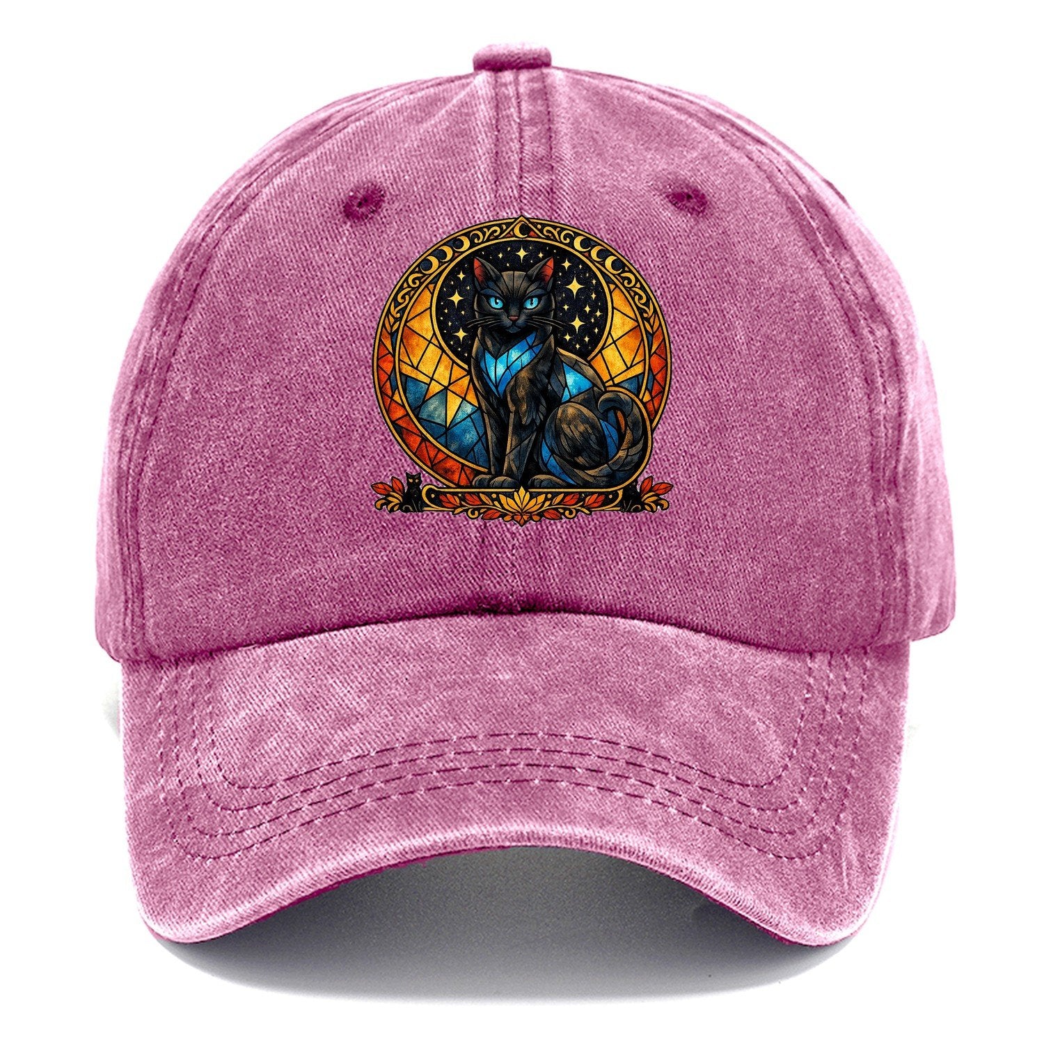 Stained Glass Black Cat Classic Cap – Dusty Rose