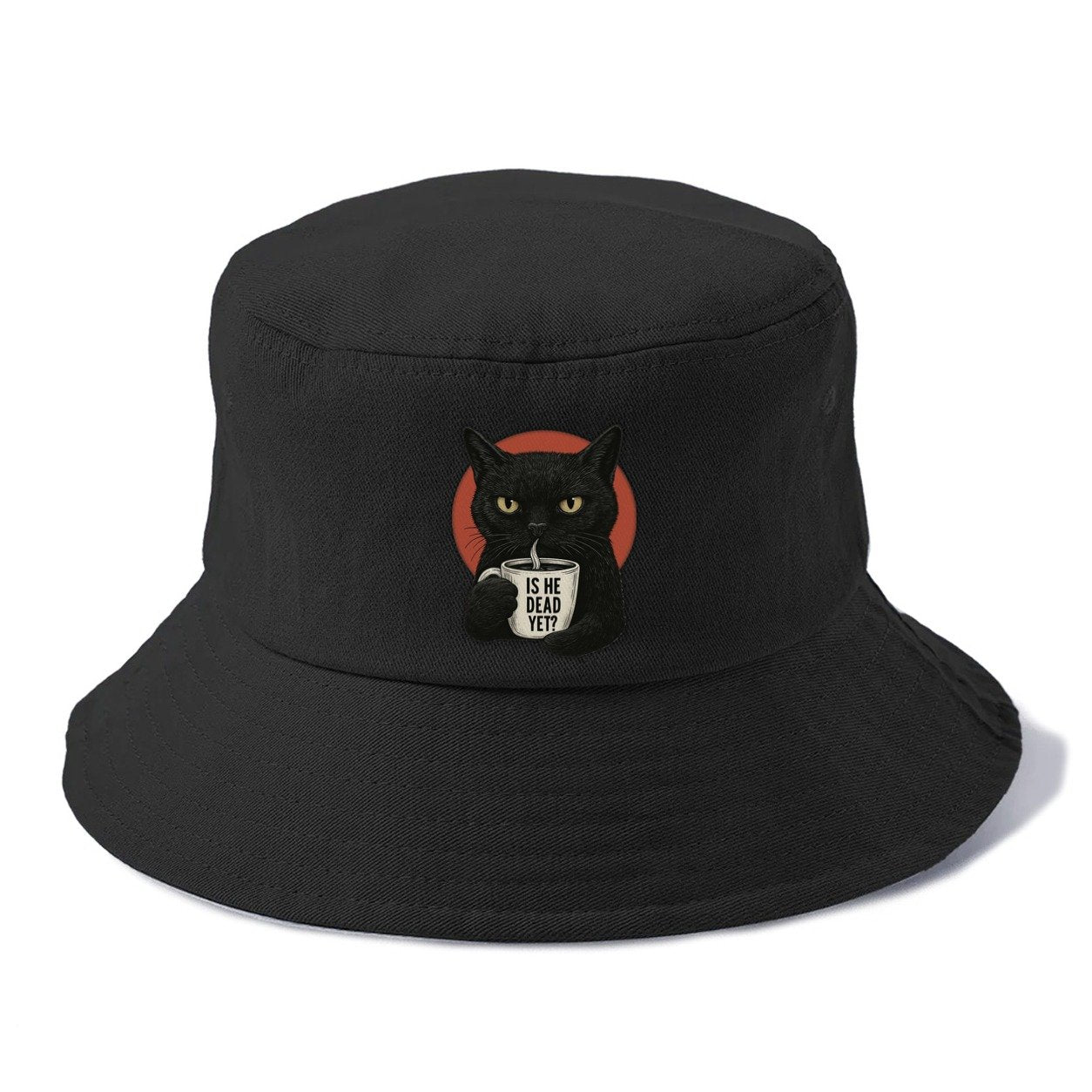 Is He Dead Yet Cat Bucket Hat – Black