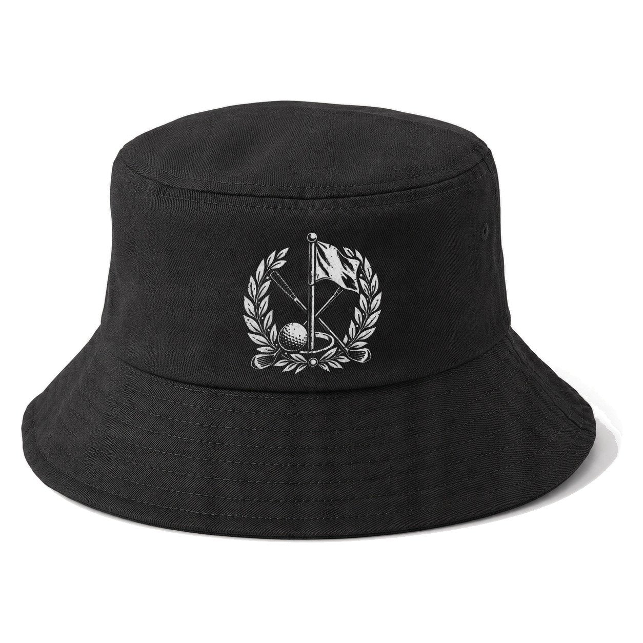 Flag And Ball Crest Golf Life Bucket Hat – Black
