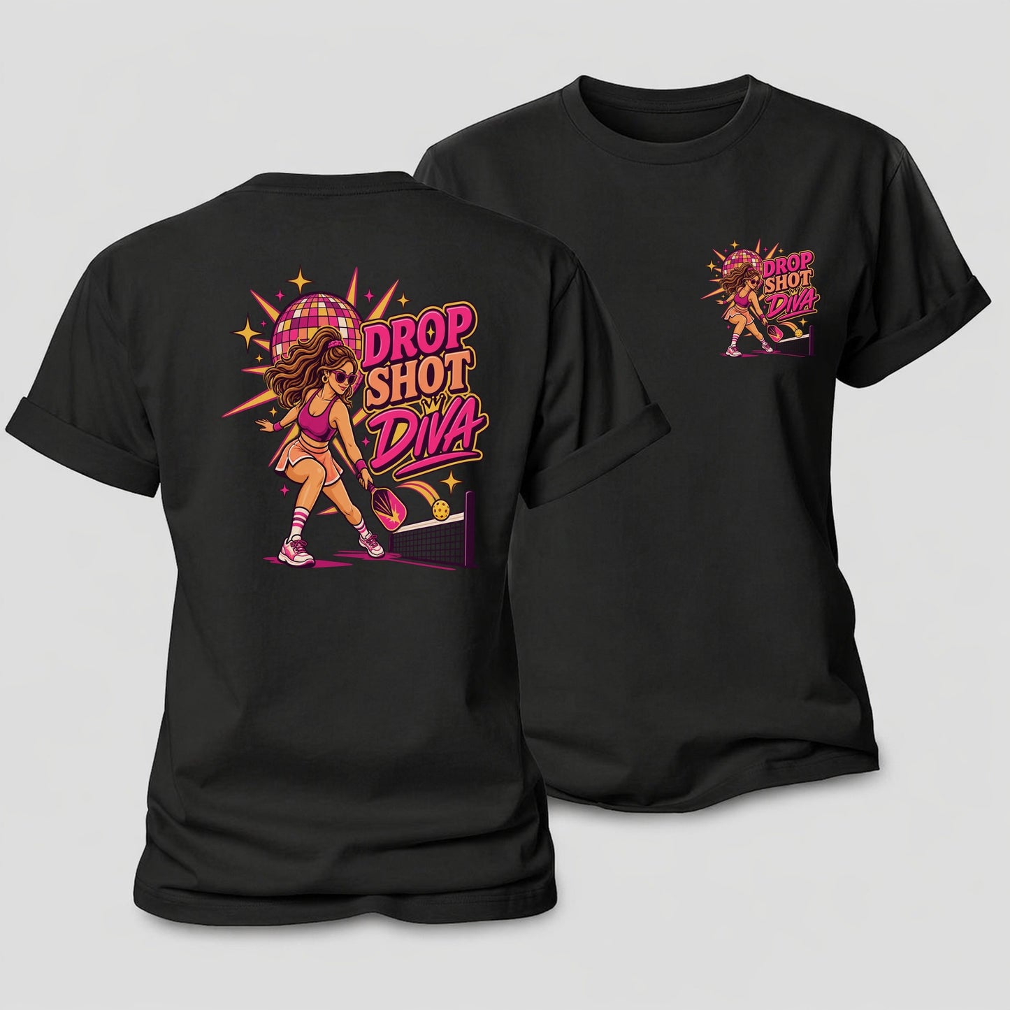 Drop Shot Diva Pickleball Life Women's Cotton T-Shirt – Black