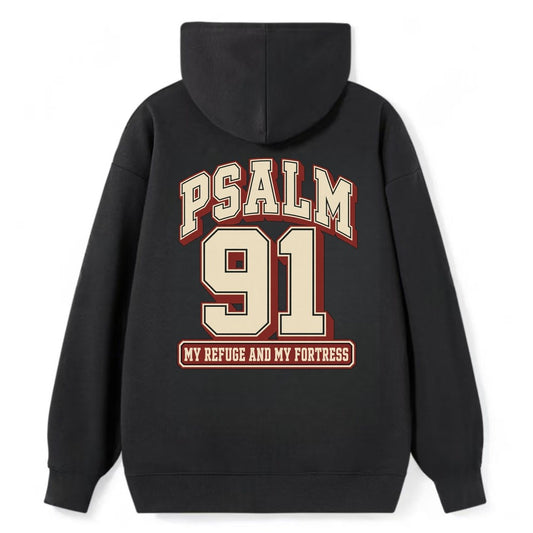Psalm 91 Varsity Chapel Varsity Classic Pullover Hoodie – Black