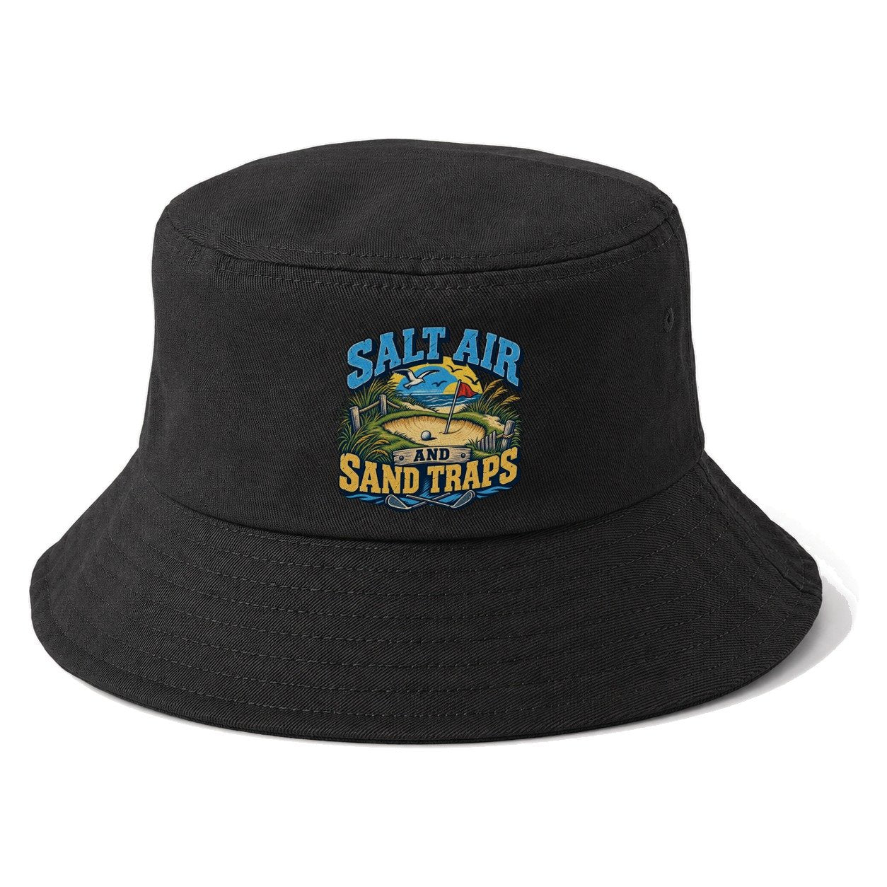 Salt Air And Sand Traps Golf Life Bucket Hat – Black
