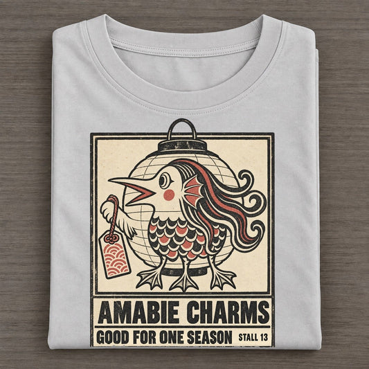 Amabie Charms Yokai Night Market Classic T-shirt – Grey