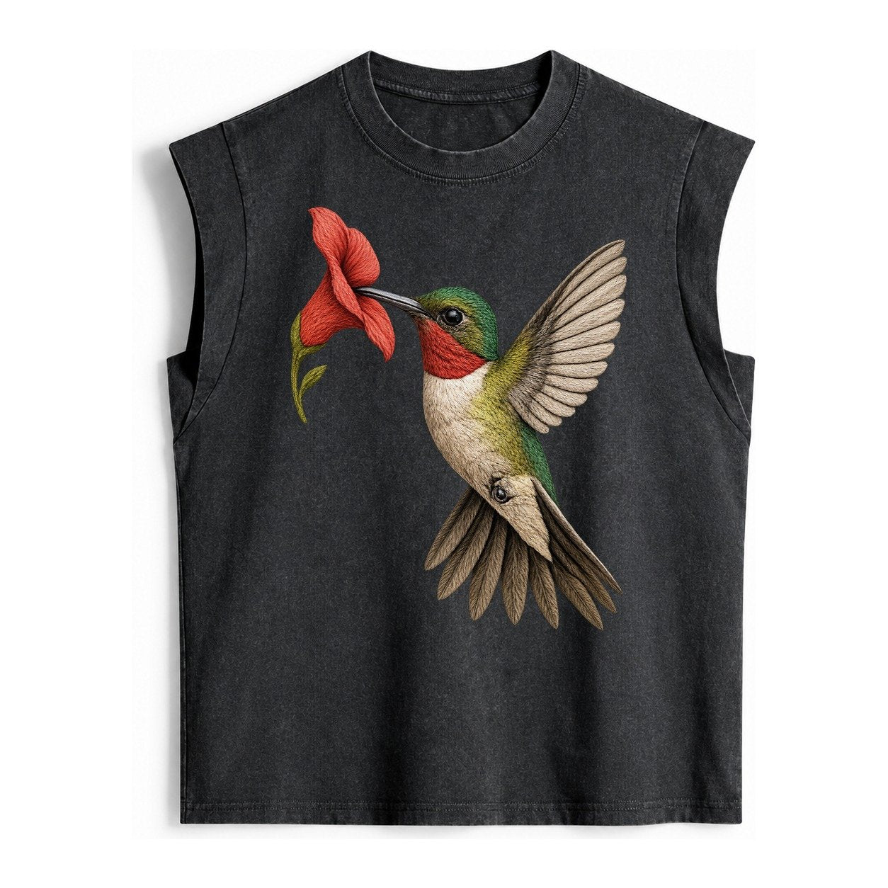 Hummingbird Harmony Vintage Washed Tank – Black