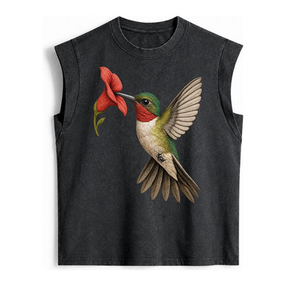 Hummingbird Harmony Vintage Washed Tank – Black