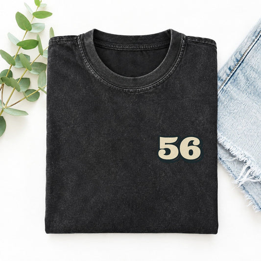 Number 56 Left Chest Vintage T-shirt – Black