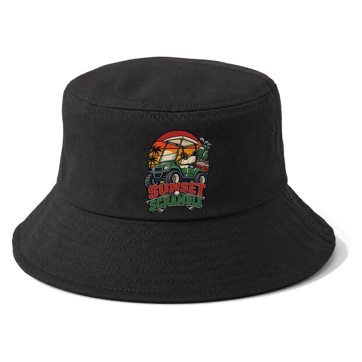 Sunset Scramble Golf Life Bucket Hat – Black