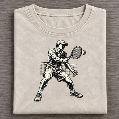 Tennis Net Volley Global Sports Ink Figures Vintage T-shirt – Off White