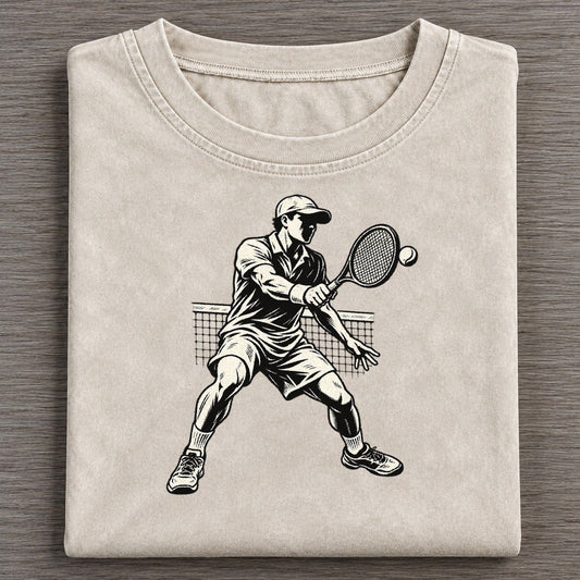 Tennis Net Volley Global Sports Ink Figures Vintage T-shirt – Off White