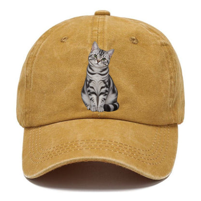 American Shorthair Seated Portrait Realistic Cat Portrait Classic Cap – Golden Harvest