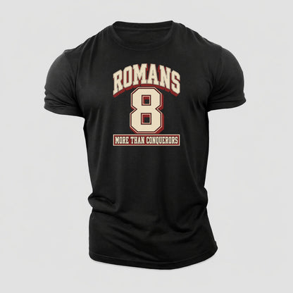 Romans 8 Varsity Chapel Varsity Cotton T-Shirt – Black