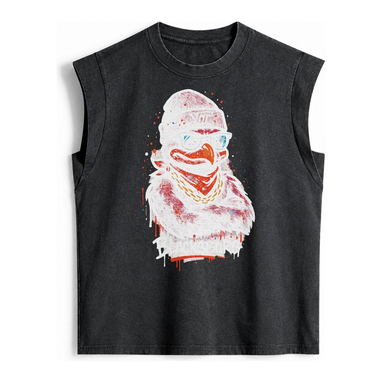 Blacksburg Hokiebird Wearing Virginia Tech Beanie With Vt Pa Vintage Washed Tank – Black