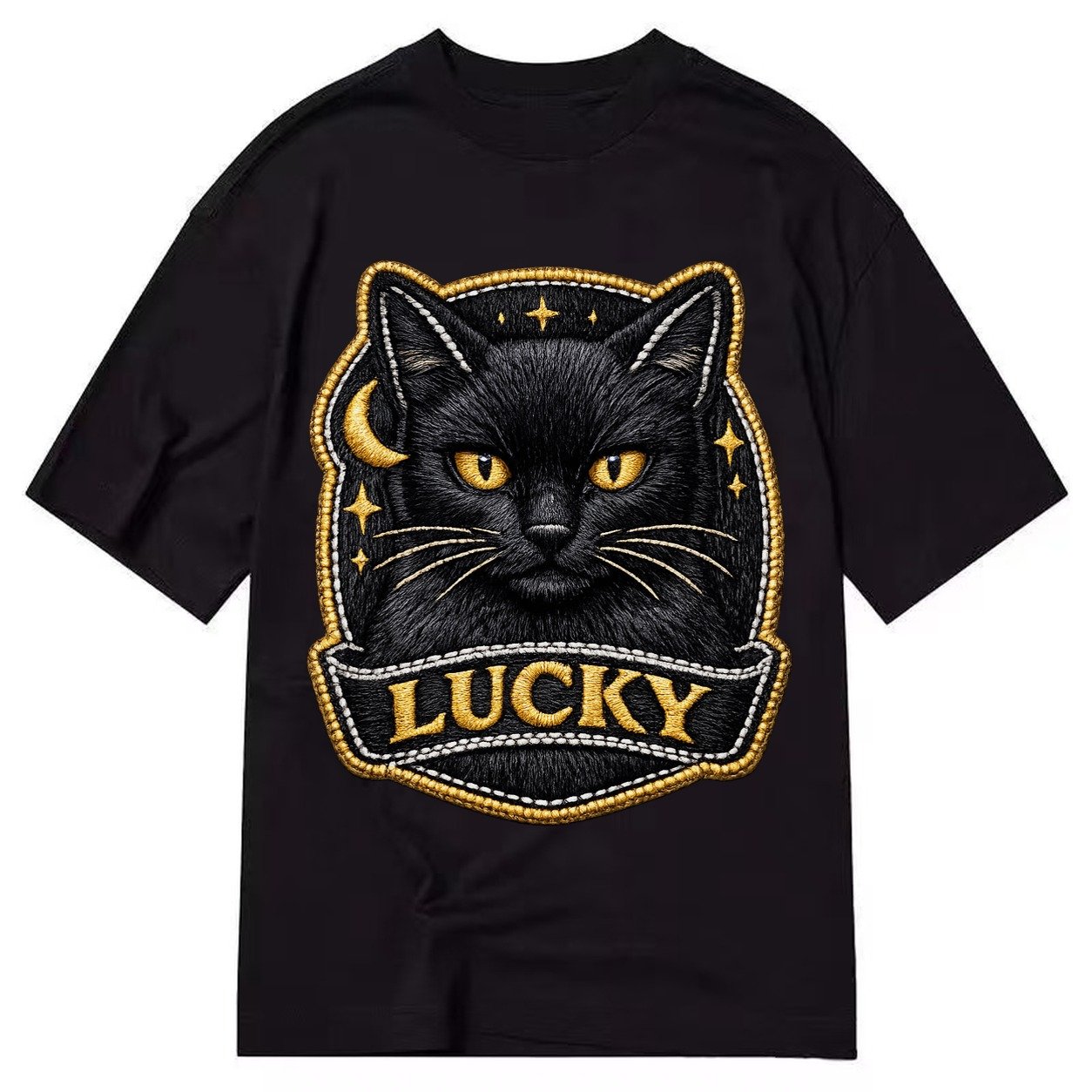 Lucky Black Cat Badge 064dd1 Classic T-shirt – Black