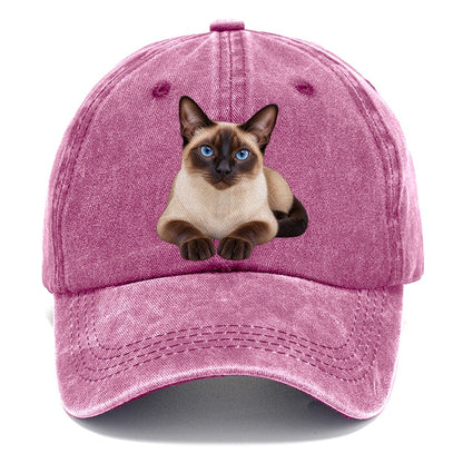 Siamese Reclining Paws Forward Realistic Cat Portrait Classic Cap – Dusty Rose