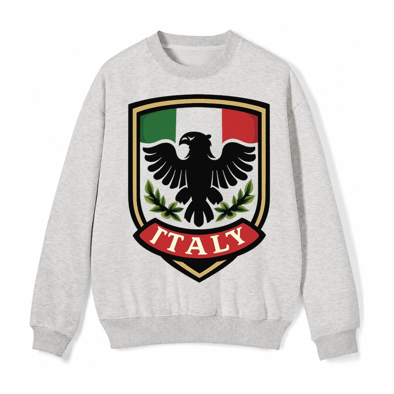 Italy Tricolor Logo Fleece Sweatshirt – Light Gray