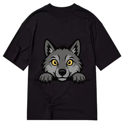 Wolf Intense Yellow Eyes Gray Fur Pointed Ears Powerful Paws Classic T-shirt – Black