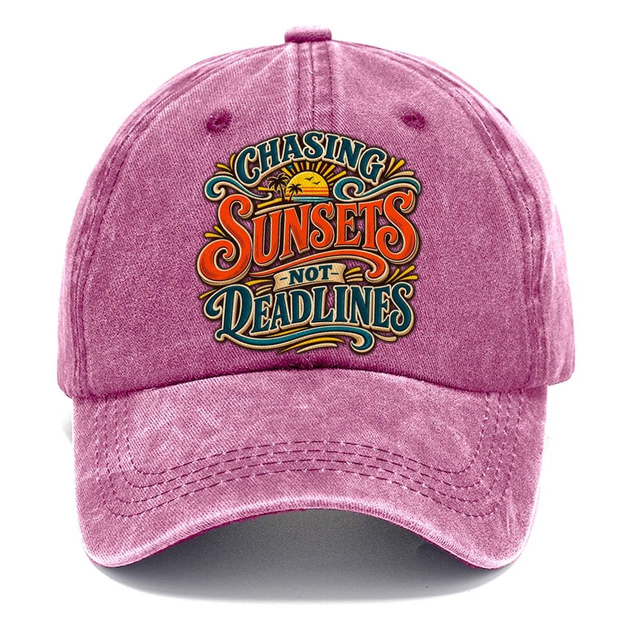 Chasing Sunsets Not Deadlines Retired Living Classic Cap – Dusty Rose