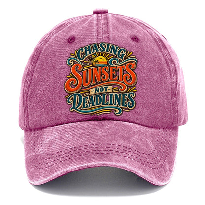 Chasing Sunsets Not Deadlines Retired Living Classic Cap – Dusty Rose